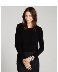 schwarzer Strick kurzer Pullover
