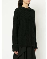 schwarzer Strick Oversize Pullover von Yohji Yamamoto