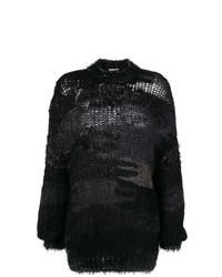 schwarzer Strick Oversize Pullover von Saint Laurent