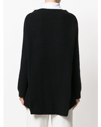 schwarzer Strick Oversize Pullover von Le Kasha