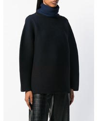 schwarzer Strick Oversize Pullover von Issey Miyake