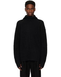 schwarzer Strick Pullover mit einem Kapuze von Ader Error