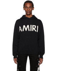 schwarzer Strick Pullover mit einem Kapuze von Amiri