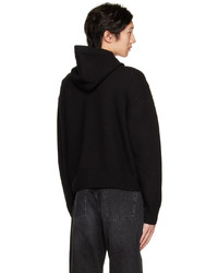 schwarzer Strick Pullover mit einem Kapuze von AMI Alexandre Mattiussi