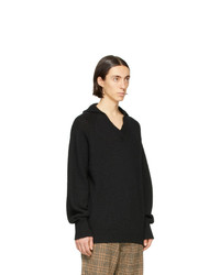 schwarzer Strick Pullover mit einem Kapuze von Our Legacy