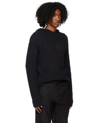 schwarzer Strick Pullover mit einem Kapuze von Rick Owens