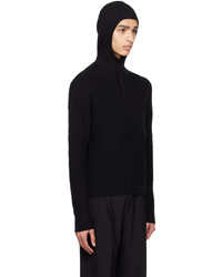 schwarzer Strick Pullover mit einem Kapuze von Dion Lee