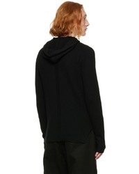 schwarzer Strick Pullover mit einem Kapuze von Rick Owens