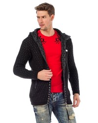 schwarzer Strick Pullover mit einem Kapuze von Cipo & Baxx