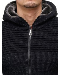 schwarzer Strick Pullover mit einem Kapuze von INDICODE