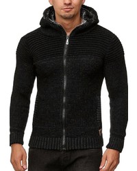 schwarzer Strick Pullover mit einem Kapuze von INDICODE