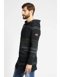 schwarzer Strick Pullover mit einem Kapuze von khujo