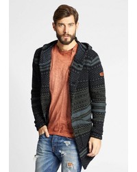 schwarzer Strick Pullover mit einem Kapuze von khujo