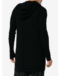 schwarzer Strick Pullover mit einem Kapuze von Rick Owens