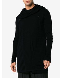 schwarzer Strick Pullover mit einem Kapuze von Rick Owens