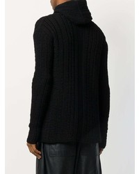 schwarzer Strick Pullover mit einem Kapuze von Rick Owens