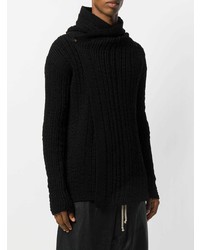 schwarzer Strick Pullover mit einem Kapuze von Rick Owens