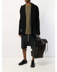 schwarzer Strick Pullover mit einem Kapuze von Rick Owens