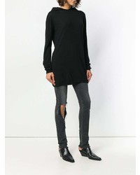 schwarzer Strick Pullover mit einem Kapuze von Rick Owens