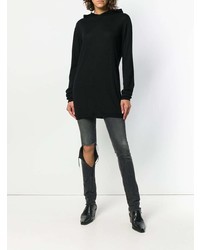 schwarzer Strick Pullover mit einem Kapuze von Rick Owens