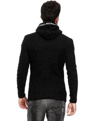 schwarzer Strick Pullover mit einem Kapuze von Redbridge