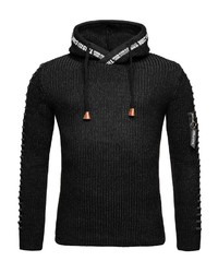 schwarzer Strick Pullover mit einem Kapuze von Redbridge