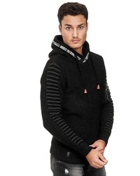 schwarzer Strick Pullover mit einem Kapuze von Redbridge