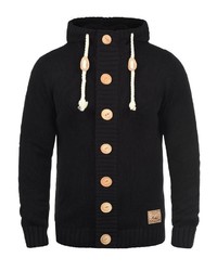 schwarzer Strick Pullover mit einem Kapuze von Solid