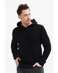 schwarzer Strick Pullover mit einem Kapuze von TRUEPRODIGY