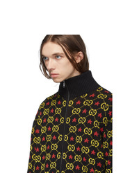 schwarzer Strick Pullover mit einem Reißverschluß von Gucci
