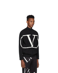 schwarzer Strick Pullover mit einem Reißverschluß von Valentino