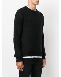 schwarzer Strick Pullover mit einem Rundhalsausschnitt von Saint Laurent