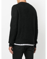 schwarzer Strick Pullover mit einem Rundhalsausschnitt von Saint Laurent