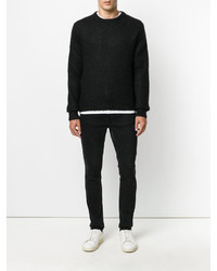 schwarzer Strick Pullover mit einem Rundhalsausschnitt von Saint Laurent