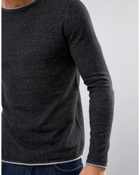 schwarzer Strick Pullover mit einem Rundhalsausschnitt von Selected