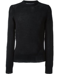 schwarzer Strick Pullover mit einem Rundhalsausschnitt von Maison Margiela
