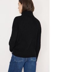 schwarzer Strick Rollkragenpullover von Cecil