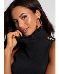 schwarzer Strick Rollkragenpullover von Melrose