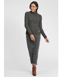 schwarzer Strick Rollkragenpullover von OXMO