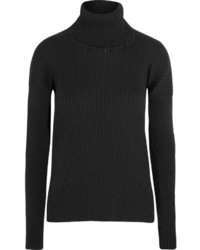 schwarzer Strick Rollkragenpullover