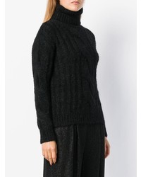 schwarzer Strick Rollkragenpullover von Max Mara