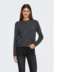 schwarzer Strick Spitzepullover von Only