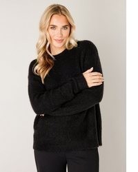 schwarzer Strick Wollpullover von Base Level