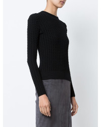 schwarzer Strick Wollpullover von Oscar de la Renta