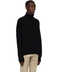 schwarzer Strick Wollrollkragenpullover von AMI Alexandre Mattiussi