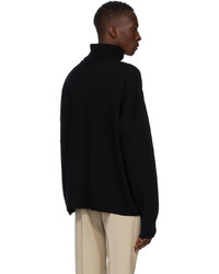 schwarzer Strick Wollrollkragenpullover von AMI Alexandre Mattiussi