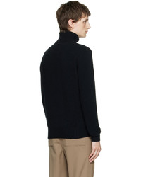 schwarzer Strick Wollrollkragenpullover von AMI Alexandre Mattiussi