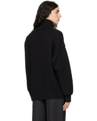 schwarzer Strick Wollrollkragenpullover von AMI Alexandre Mattiussi