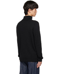 schwarzer Strick Wollrollkragenpullover von AMI Alexandre Mattiussi