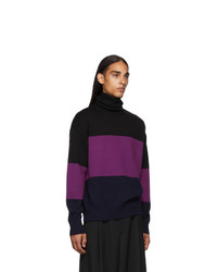 schwarzer Strick Wollrollkragenpullover von Dries Van Noten